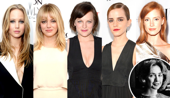 Hillary Clinton, Emma Watson, Emma Stone, Jennifer Lawrence, Jessica Chastain, Elisabeth Moss Hillary Clinton, Emma Watson, Emma Stone, Jennifer Lawrence, Jessica Chastain, Elisabeth Moss